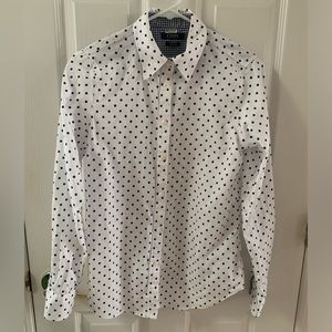 Chaps no iron king sleeve polka dot shirt size S